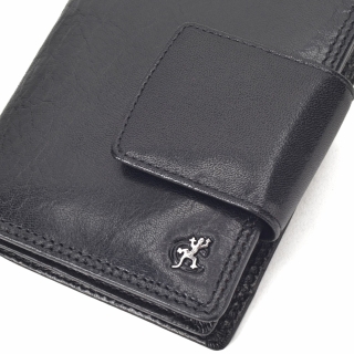 Kožená dámská peněženka Cosset materiál kůže zapínání na cvoček barva černá velikost malá 4404 Komodo C Logo