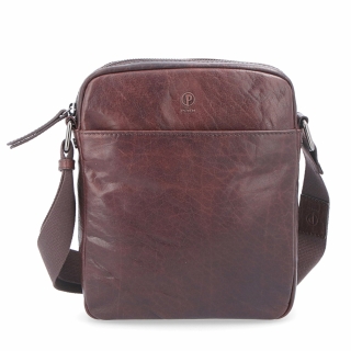 Kožená crossbody taška Poyem materiál kůže barva hnědá velikost malá 2200 Poyem H Zepředu