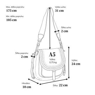 Kožená crossbody kabelka se zdobenou klopou Noelia Bolger materiál kůže zapínání s klopou barva béžová velikost střední NB 2030 BE Rozměry