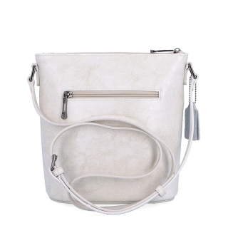Luxusní kožená crossbody kabelka Noelia Bolger materiál kůže zapínání na zip barva bílá velikost malá NB 0077 OW Zezadu