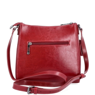 Nadčasová crossbody kabelka z pravé kůže Noelia Bolger materiál kůže zapínání na zip barva červená velikost malá NB 0079 TCV Zezadu