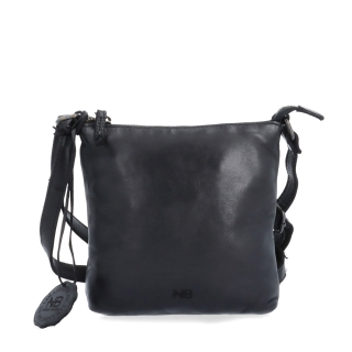 Elegantní kožená crossbody kabelka Noelia Bolger materiál kůže zapínání na zip barva černá velikost malá NB 2415 C Zepředu