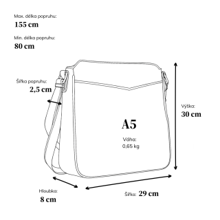 Střední crossbody kabelka s přední kapsou na cvoček Carmelo materiál syntetická kůže zapínání na zip barva béžová velikost střední 4331 BE Rozměry