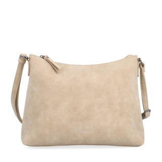 Dámská elegantní crossbody kabelka Tangerin materiál syntetická kůže zapínání na zip barva béžová velikost malá 1110 BE Zepředu