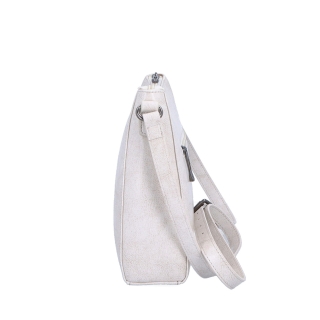 Nadčasová crossbody kabelka z pravé kůže Noelia Bolger materiál kůže zapínání na zip barva bílá velikost malá NB 0079 OW Z boku