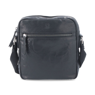 Kožená crossbody taška Poyem materiál kůže barva černá velikost malá 2206 Poyem C Zepředu