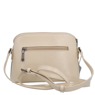 Luxusní malá kožená crossbody kabelka Noelia Bolger materiál kůže zapínání na zip barva béžová velikost malá NB 0080 BE Zezadu