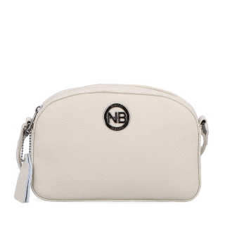 Malá kožená crossbody kabelka s kapsou na zip Noelia Bolger materiál kůže zapínání na zip barva béžová velikost malá NB 3013 K Zepředu