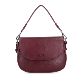 Stylová crossbody kabelka s klopou Le Sands materiál syntetická kůže zapínání s klopou barva vínová velikost malá 7730 BO Zepředu