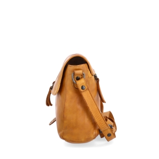 Kožená crossbody kabelka s klopou Noelia Bolger materiál kůže zapínání s klopou barva žlutá velikost střední NB 2416 ZLU Z boku