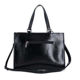Kabelka do ruky s odnímatelným crossbody popruhem a přívěskem Le Sands materiál syntetická kůže zapínání na zip barva černá velikost střední 4638 C Zezadu