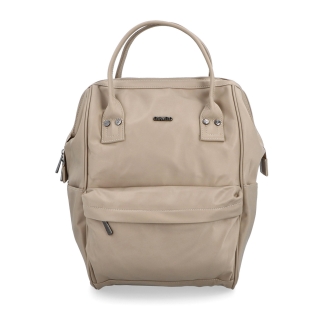 Velký praktický batoh značky Carmelo Carmelo materiál nylon zapínání na zip barva taupe velikost velká 4319 T Zepředu