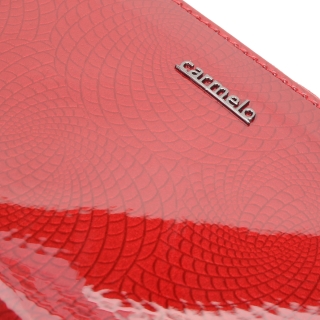 Dámská peněženka typu penál Carmelo materiál kůže zapínání na zip barva červená velikost velká 2102 N CV Logo