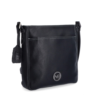 Malá kožená crossbody kabelka s výraznějším prošitím Noelia Bolger materiál kůže zapínání na zip barva černá velikost malá NB 3004 C