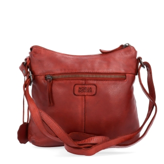 Kožená crossbody kabelka s moderním designem Noelia Bolger materiál kůže zapínání na zip barva červená velikost malá NB 2400 CV Zezadu