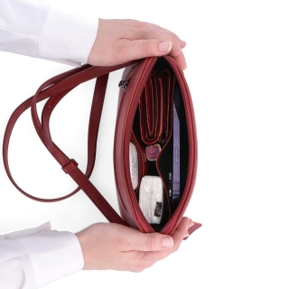 Kožená kabelka crossbody Noelia Bolger Noelia Bolger materiál kůže zapínání na zip barva vínová velikost malá NB 0096 BO Vnitřek