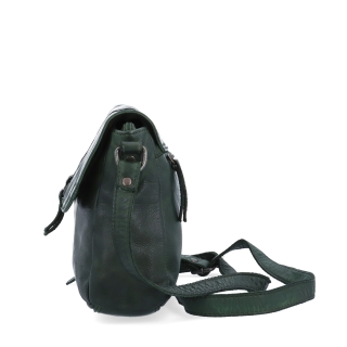 Kožená crossbody kabelka s klopou Noelia Bolger materiál kůže zapínání s klopou barva zelená velikost střední NB 2416 ZE Z boku