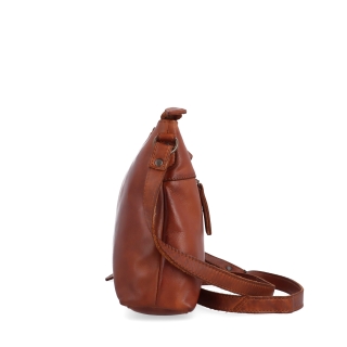 Dámská kožená crossbody kabelka Noelia Bolger materiál kůže zapínání na zip barva koňaková velikost střední NB 2430 KO Z boku