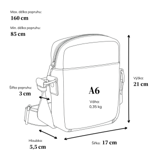 Malá kožená crossbody Poyem materiál kůže zapínání na zip barva černá velikost malá 2213 Poyem C Rozměry
