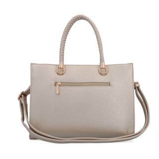 Dámská kabelka s odnímatelným crossbody popruhem Le Sands materiál syntetická kůže zapínání na zip barva metalická velikost střední 4648 ZL Zezadu