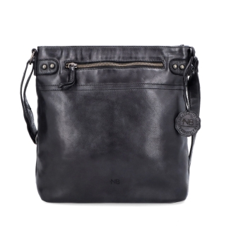 Kožená vintage crossbody s kapsami Noelia Bolger materiál kůže zapínání na zip barva černá velikost střední NB 2006 C Zepředu