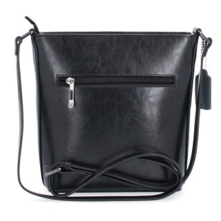 Malá elegantní kožená crossbody kabelka Noelia Bolger materiál kůže zapínání na zip barva černá velikost malá NB 0065 C Zezadu