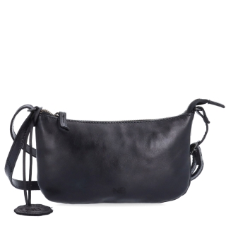 Malá elegantní kožená crossbody kabelka Noelia Bolger materiál kůže zapínání na zip barva černá velikost malá NB 2420 C Zepředu