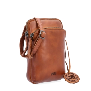 Stylová kožená crossbody taška Noelia Bolger materiál kůže zapínání na zip barva koňaková velikost malá NB 2419 KO