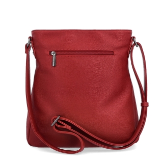 Designová crossbody kabelka Carmelo materiál syntetická kůže zapínání na zip barva červená velikost střední 4271 CV Zezadu