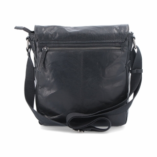 Kožená crossbody klopna Poyem materiál kůže zapínání s klopou barva černá velikost střední 2207 Poyem C Zezadu