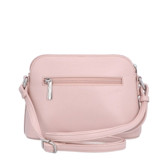 Minimalistická crossbody kabelka LeSands materiál syntetická kůže zapínání na zip barva růžová velikost malá 7710 R Zezadu