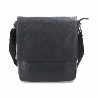 Kožená crossbody klopna Poyem materiál kůže zapínání s klopou barva černá velikost střední 2207 Poyem C Zepředu