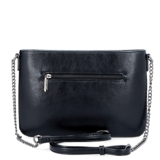 Elegantní crossbody kabelka s řetízkem LeSands materiál syntetická kůže zapínání na zip barva černá velikost malá 7707 C Zezadu