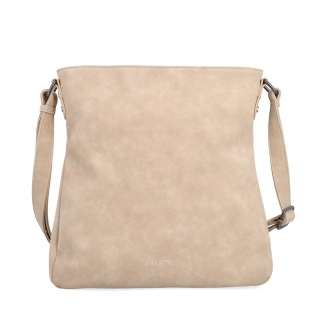Stylová crossbody kabelka s čistým designem Tangerin materiál syntetická kůže zapínání na zip barva béžová velikost střední 1101 BE Zepředu