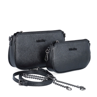 Crossbody kabelka s odjímatelnou kapsičkou a řetízkem Le Sands materiál syntetická kůže zapínání na zip barva černá velikost malá 4609 C Komponenty