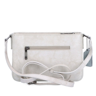 Elegantní, pevnější kožená crossbody kabelka Noelia Bolger materiál kůže zapínání na zip barva bílá velikost malá NB 0103 OW Zezadu