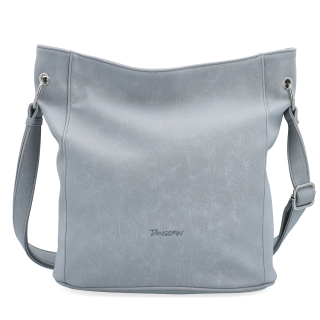 Městská crossbody kabelka s hebkým povrchem a děleným vnitřkem Tangerin materiál syntetická kůže zapínání na zip barva šedá velikost střední 7015 SS Zepředu