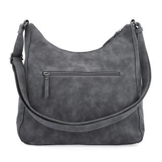 Crossbody syntetická kabelka s prošitím Tangerin materiál syntetická kůže zapínání na zip barva šedá velikost střední 1104 ANT Zezadu