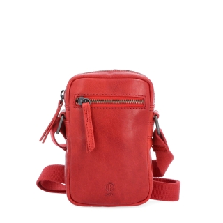 Malá kožená crossbody Poyem materiál kůže zapínání na zip barva červená velikost malá 2220 Poyem CV Zepředu