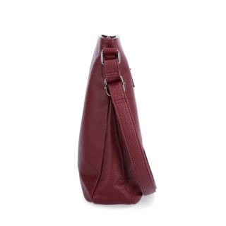 Designová crossbody kabelka Carmelo materiál syntetická kůže zapínání na zip barva vínová velikost střední 4271 BO Z boku