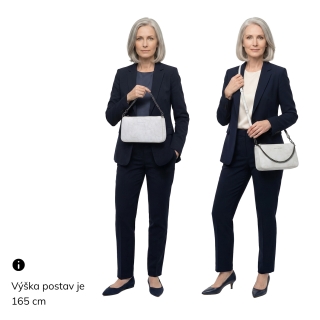 Kvalitní kožená kabelka s ozdobným řetízkem Noelia Bolger materiál kůže zapínání na zip barva bílá velikost malá NB 0110 OW Na postavě