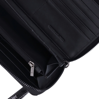 Elegantní dámská lakovaná peněženka Carmelo materiál kůže zapínání na zip barva černá velikost velká 2102 Z C Detail