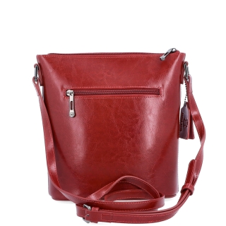 Luxusní kožená crossbody kabelka Noelia Bolger materiál kůže zapínání na zip barva červená velikost malá NB 0077 TCV Zezadu