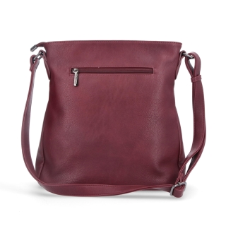 Crossbody kabelka Tangerin materiál syntetická kůže zapínání na zip barva vínová velikost střední 8004 BO Zezadu