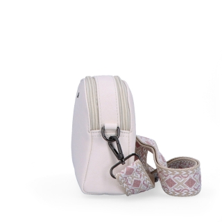 Malá crossbody kabelka svýrazným popruhem Tangerin materiál syntetická kůže zapínání na zip barva béžová velikost malá 8044 K Z boku