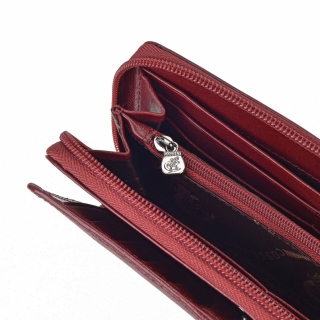 Kožená peněženka penál Cosset materiál kůže zapínání na zip barva vínová velikost velká 4401 Komodo BO Detail
