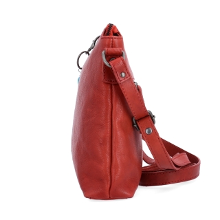 Kožená crossbody kabelka s přívěskem Noelia Bolger materiál kůže zapínání na zip barva červená velikost malá NB 3100 CV Z boku