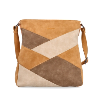 Crossbody kabelka s originálním designem Tangerin materiál syntetická kůže zapínání na zip barva koňaková velikost střední 1118 CAM Zepředu