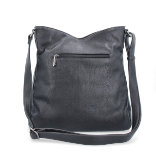 Asymetrická crossbody kabelka s prošíváním Tangerin materiál syntetická kůže zapínání na zip barva černá velikost střední 8023 C Zezadu