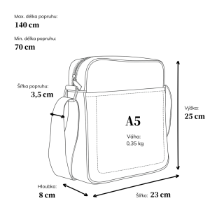 Elegantní pánská taška Tangerin materiál syntetická kůže zapínání na zip barva hnědá velikost střední 2319 H Rozměry
